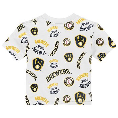 Toddler Outerstuff White Milwaukee Brewers Run Down T-Shirt
