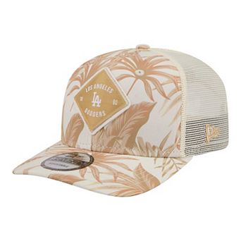 Men's New Era Tan Los Angeles Dodgers Tonal Palm 9SEVENTY Adjustable Trucker Hat