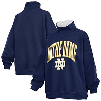 Women's Pressbox Navy Notre Dame Fighting Irish Oversized Mock Neck Sweatshirt
