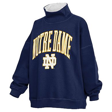 Women's Pressbox Navy Notre Dame Fighting Irish Oversized Mock Neck Sweatshirt