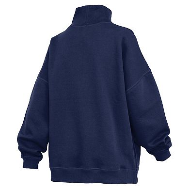 Women's Pressbox Navy Notre Dame Fighting Irish Oversized Mock Neck Sweatshirt