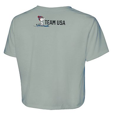 Women's Outerstuff Green Team USA x Peanuts Game Plan Cropped T-Shirt