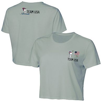 Women's Outerstuff Green Team USA x Peanuts Game Plan Cropped T-Shirt