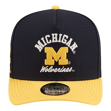 Men's New Era Navy/Maize Michigan Wolverines Two-Tone Arched 9FIFTY Snapback Hat
