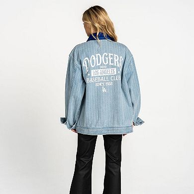 Women's The Wild Collective Denim Los Angeles Dodgers Full-Zip Mechanic Jacket
