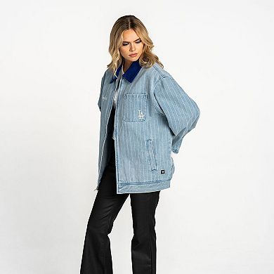 Women's The Wild Collective Denim Los Angeles Dodgers Full-Zip Mechanic Jacket