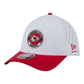 Men's New Era White/Red Kansas City Chiefs Patch 39THIRTY A-Frame M-Crown Perforated Flex Hat