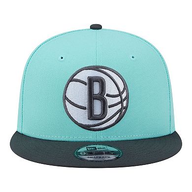 Men's New Era Turquoise/Charcoal Brooklyn Nets Color Pack Two-Tone 9FIFTY Snapback Hat