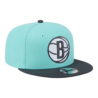 Men's New Era Turquoise/Charcoal Brooklyn Nets Color Pack Two-Tone 9FIFTY Snapback Hat