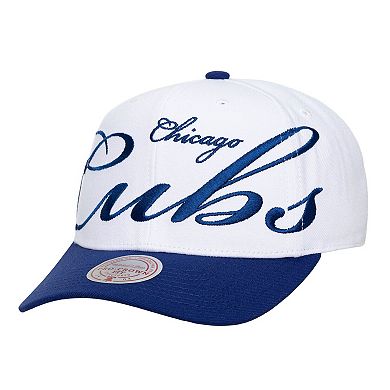Unisex Mitchell & Ness White/Royal Chicago Cubs XL Script Pro Crown Adjustable Hat