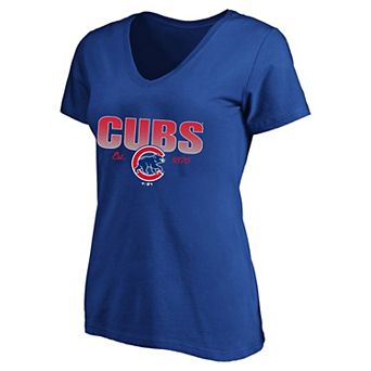 Women's Profile Royal Chicago Cubs Plus Size Wordmark V-Neck T-Shirt