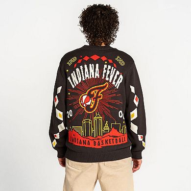 Unisex The Wild Collective Anthracite Indiana Fever Oversized Button-Up Jacquard Cardigan