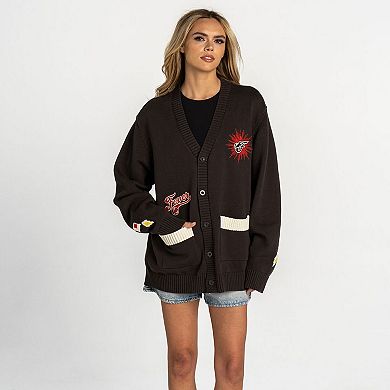Unisex The Wild Collective Anthracite Indiana Fever Oversized Button-Up Jacquard Cardigan