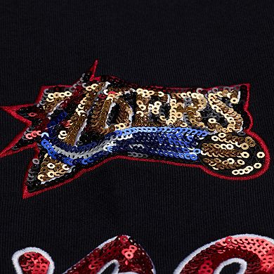 Women's Mitchell & Ness Black Philadelphia 76ers Premium Fleece Sweatshirt