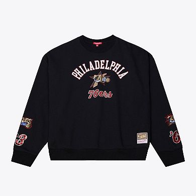 Women's Mitchell & Ness Black Philadelphia 76ers Premium Fleece Sweatshirt