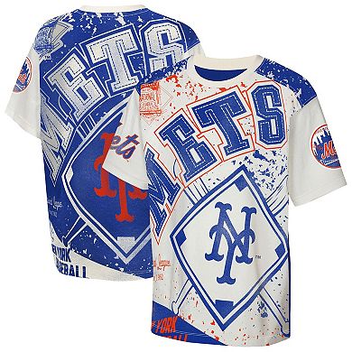 Youth Outerstuff Cream New York Mets Big League Top Player Bold All-Over-Print T-Shirt