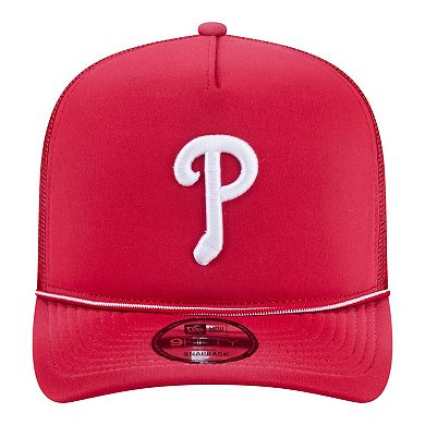 Men's New Era Red Philadelphia Phillies Worn A-Frame 9FIFTY Trucker Snapback Hat