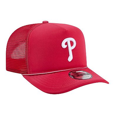 Men's New Era Red Philadelphia Phillies Worn A-Frame 9FIFTY Trucker Snapback Hat