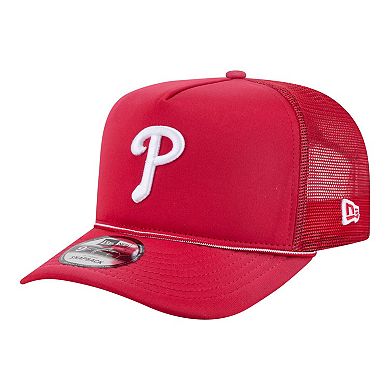 Men's New Era Red Philadelphia Phillies Worn A-Frame 9FIFTY Trucker Snapback Hat