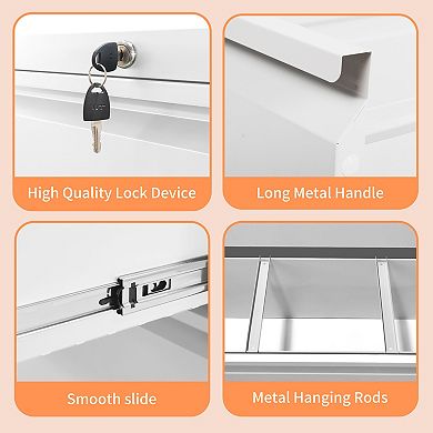 VIYET 3-Drawer File Cabinet - Locking Metal File Cabinet for Legal/Letter/A4/F4 Size