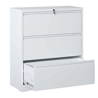 VIYET 3-Drawer File Cabinet - Locking Metal File Cabinet for Legal/Letter/A4/F4 Size
