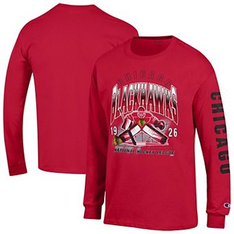 Men's Champion Red Chicago Blackhawks Long Sleeve Jersey T-Shirt
