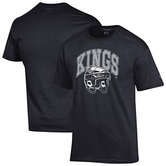 Men's Champion Black Los Angeles Kings Helmet T-Shirt
