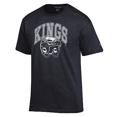 Men's Champion Black Los Angeles Kings Helmet T-Shirt