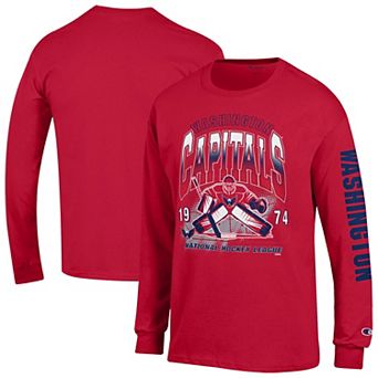 Men's Champion Red Washington Capitals Long Sleeve Jersey T-Shirt