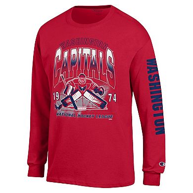 Men's Champion Red Washington Capitals Long Sleeve Jersey T-Shirt