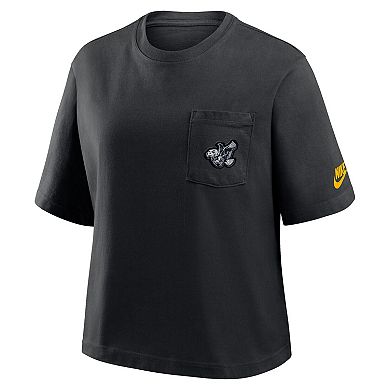 Women's Nike Black Iowa Hawkeyes Legacy Pocket Boxy T-Shirt