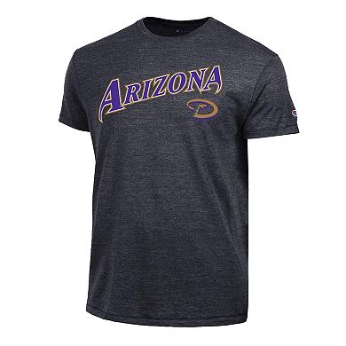 Men's Champion Black Arizona Diamondbacks Cooperstown Wordmark Lockup Tri-Blend T-Shirt