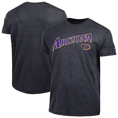 Men's Champion Black Arizona Diamondbacks Cooperstown Wordmark Lockup Tri-Blend T-Shirt