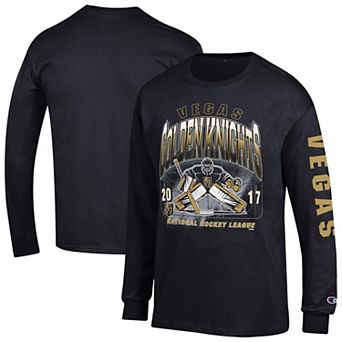 Men's Champion Black Vegas Golden Knights Long Sleeve Jersey T-Shirt