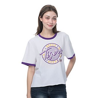 Women's ZooZatz White LSU Tigers Retro Ringer Tri-Blend T-Shirt