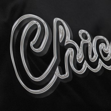 Men's Mitchell & Ness Black Chicago Bulls Chrome Satin Bomber Full-Zip Jacket