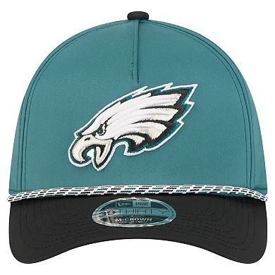 Men's Midnight Green/Black Philadelphia Eagles Rope M-Crown A-Frame 39THIRTY Flex Hat