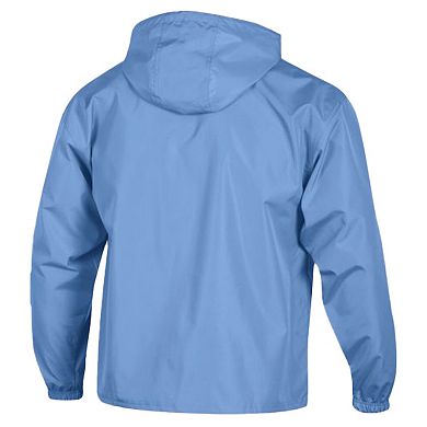 Men's Champion Light Blue Tennessee Titans Packable Hooded Windbreaker Half-Zip Jacket