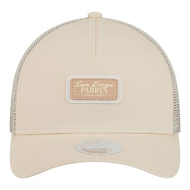 Women's New Era Light Beige San Diego Padres Tonal Patch 9FORTY M-Crown A-Frame Trucker Adjustable Hat