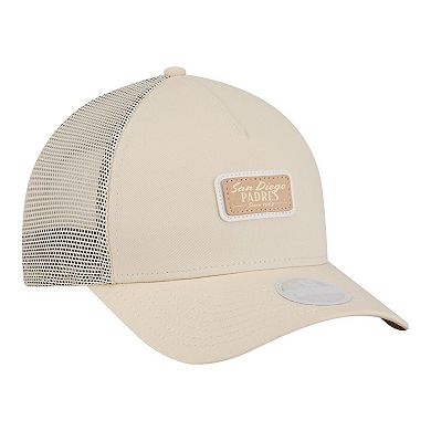 Women's New Era Light Beige San Diego Padres Tonal Patch 9FORTY M-Crown A-Frame Trucker Adjustable Hat