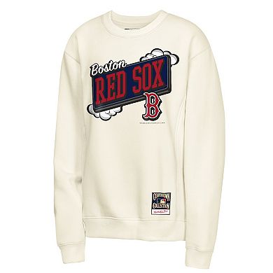 Youth Mitchell & Ness Natural Boston Red Sox Retro Billboard Sweatshirt