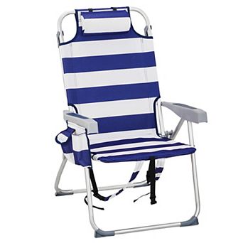 Heavy Duty Oxford Beach Chair, 25x28x39 in Adjustable chairs with Cooler Pouch 220 lb Capacity