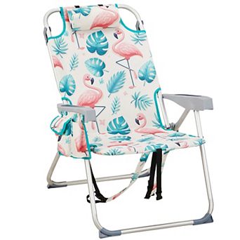 Heavy Duty Oxford Beach Chair, 25x28x39 in Adjustable chairs with Cooler Pouch 220 lb Capacity