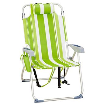 Heavy Duty Oxford Beach Chair, 25x28x39 in Adjustable chairs with Cooler Pouch 220 lb Capacity