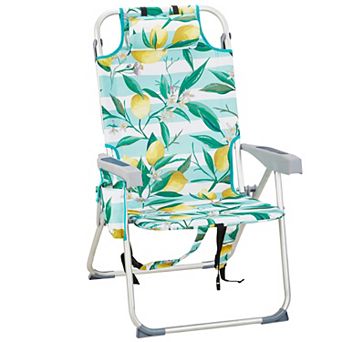 Heavy Duty Oxford Beach Chair, 25x28x39 in Adjustable chairs with Cooler Pouch 220 lb Capacity