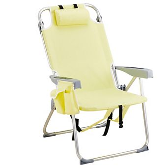 Heavy Duty Oxford Beach Chair, 25x28x39 in Adjustable chairs with Cooler Pouch 220 lb Capacity