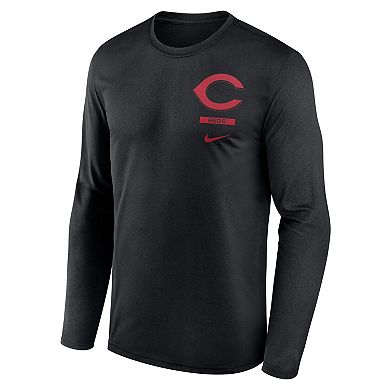 Men's Nike Black Cincinnati Reds 2-Hit Legend Dri-FIT Long Sleeve T-Shirt