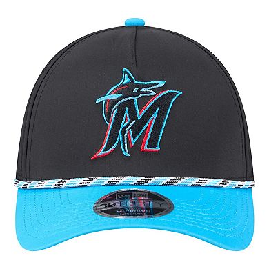 Men's New Era Black/Blue Miami Marlins Rope M-Crown A-Frame 39THIRTY Flex Hat