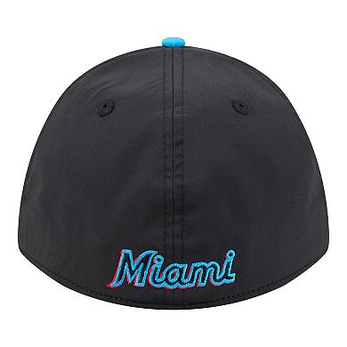 Men's New Era Black/Blue Miami Marlins Rope M-Crown A-Frame 39THIRTY Flex Hat