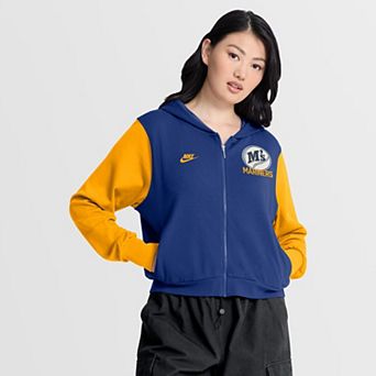 Women's Nike Royal/Gold Seattle Mariners Cooperstown Collection Cropped Full-Zip Hoodie